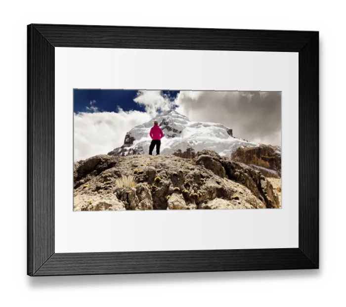 Framed Print : Hikers on Mt Nevado Cuyoc at Punta Cuyoc