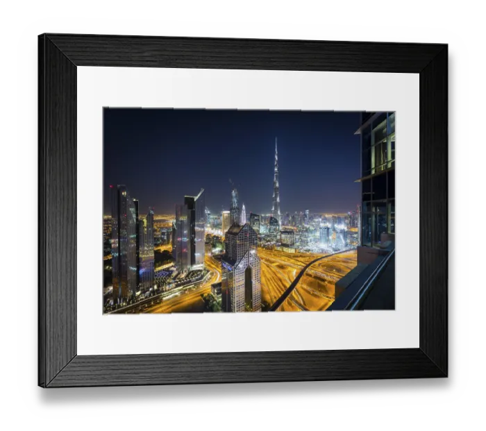 Framed Print : View of skyline from Shangri La Hotel at night Framed Print : View of skyline from Shangri La Hotel at night
