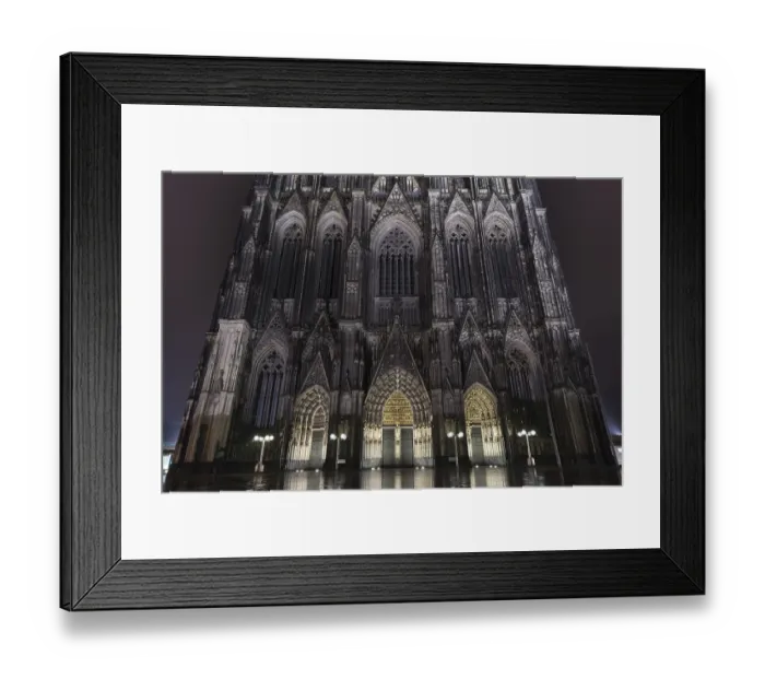 Framed Print : Gothic west facade of Cologne Cathedral at Night Framed Print : Gothic west facade of Cologne Cathedral at Night