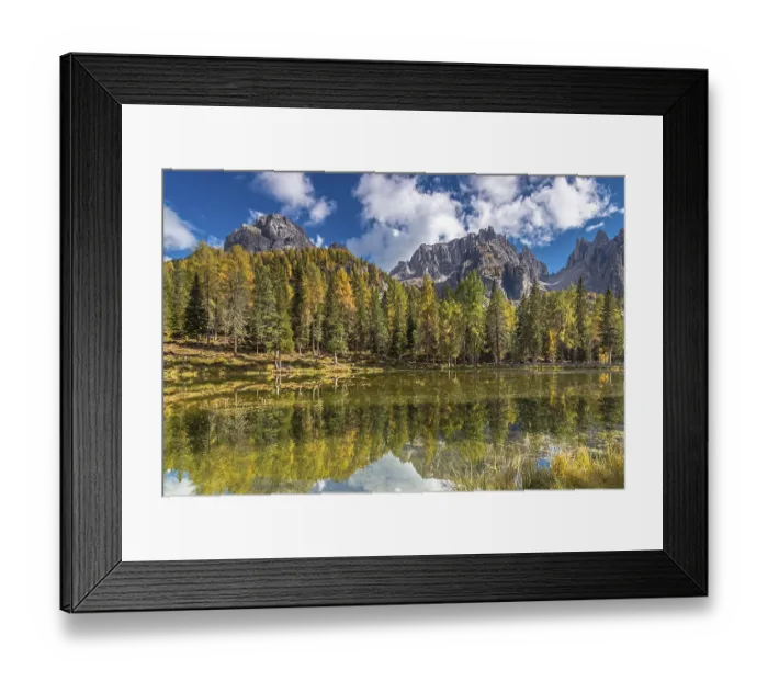 Framed Print : Autumn at Lake Antorno under the Cadini peaks Framed Print : Autumn at Lake Antorno under the Cadini peaks