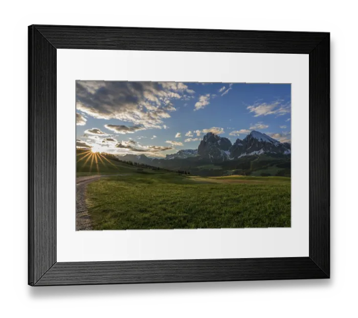 Framed Print : Panoramic view of the Langkofel Group from Seiser Alm in the Dolomites in South Tyrol
