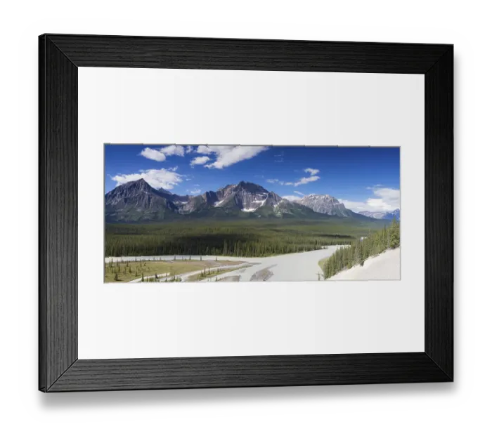 Framed Print : Panorama of Mount Christie and Mount Fryatt with the Athabasca River below