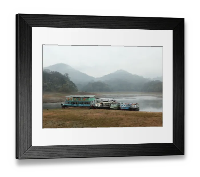 Framed Print : Boat landing place at Thekkady Lake