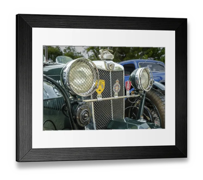 Framed Print : Lisbon, Portugal - Oct 15, 2023: Close-up of front side of MG K-Type Magnette