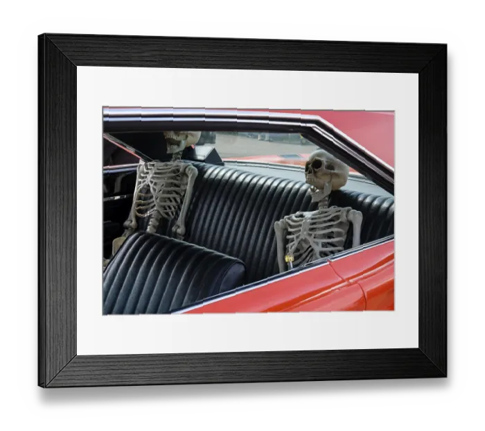 Framed Print : American classic car, detail, view into the window