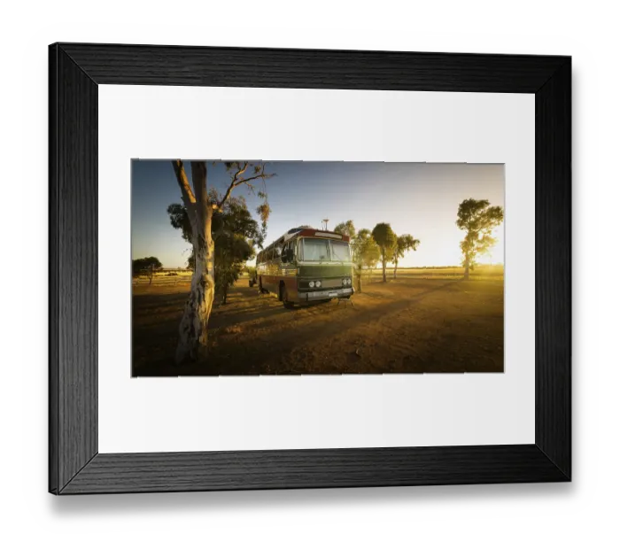 Framed Print : Vintage bus on a Hyden farm, Western Australia
