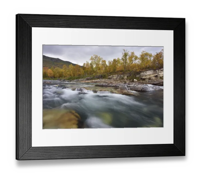 Framed Print : River Abiskojakka River flows through Abisko Canyon