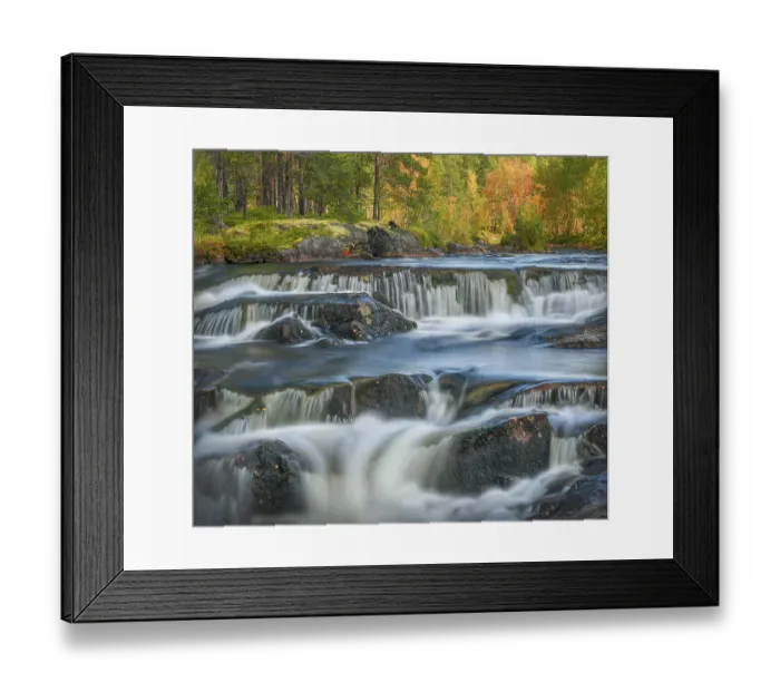 Framed Print : Waterfall in autumnal forest, Ulvsvag