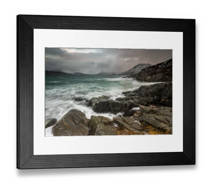 Framed Print : Waves, stormy sea in winter, Hillsoya