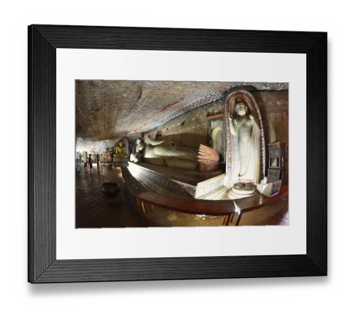 Framed Print : Buddha statues and murals in one of the cave temples of the Golden Temple