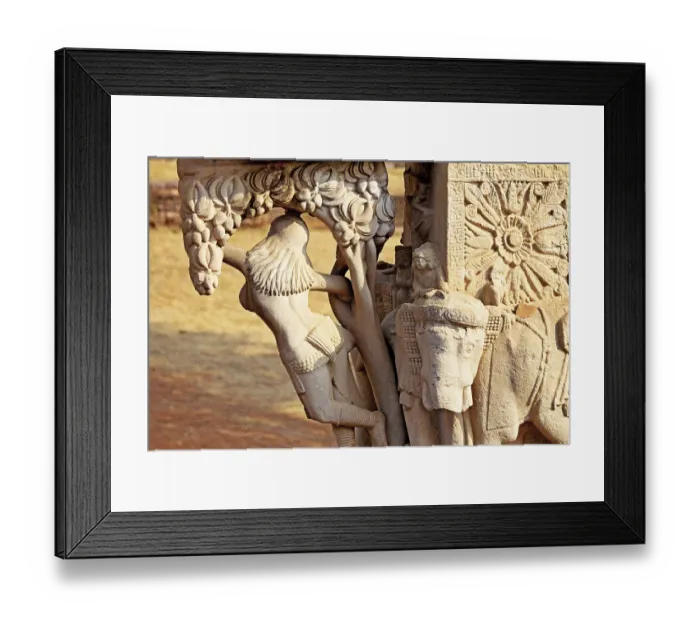 Framed Print : Close-up of east gateway of stupa 1 inner view of north pillar