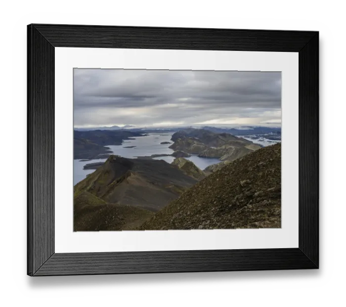 Framed Print : View from the summit of Mount Sveinstindur to Lake Langisjor Framed Print : View from the summit of Mount Sveinstindur to Lake Langisjor