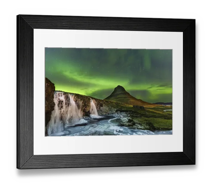 Framed Print : Aurora Borealis, Kirkjufellsfoss with Mount Kirjufell Framed Print : Aurora Borealis, Kirkjufellsfoss with Mount Kirjufell