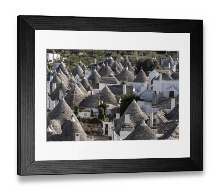 Framed Print : Scenic view over the historic Trulli district in Alberobello