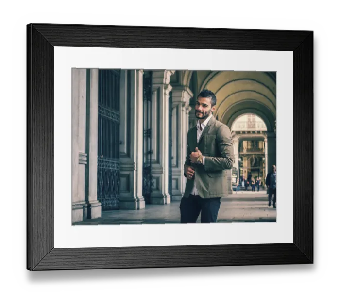 Framed Print : Attractive man outdoor wearing elegant jacket