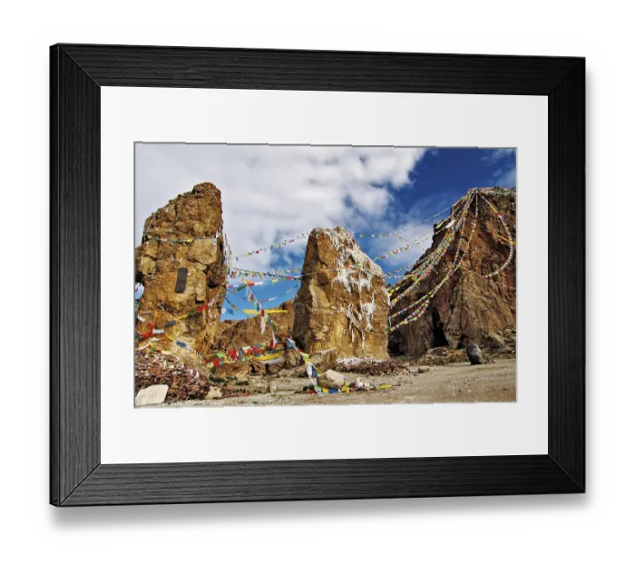 Framed Print : The Stone Couple and prayer flags