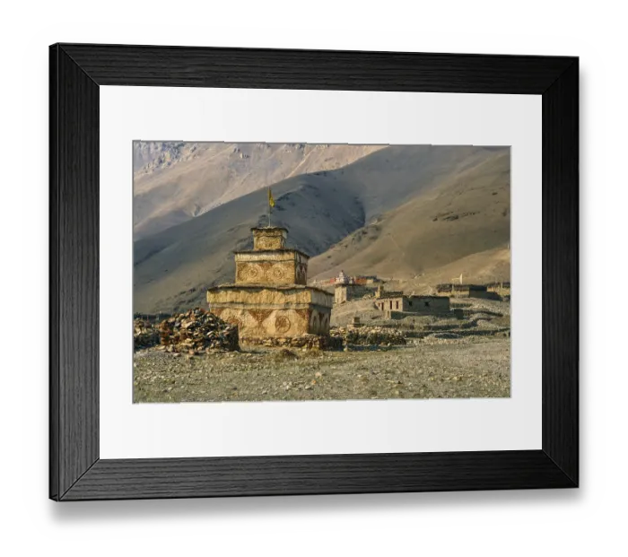 Framed Print : Scenic old buddhist shrine in Himalayas mountains in Nepal