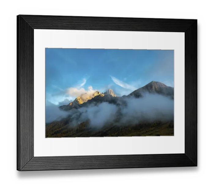 Framed Print : Beautiful sunny mountain top above the clouds between Falcade and the Valles pass Framed Print : Beautiful sunny mountain top above the clouds between Falcade and the Valles pass