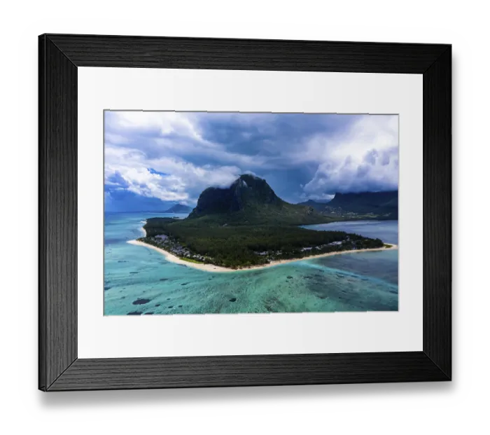 Framed Print : Le Morne Brabant, in front of it resorts