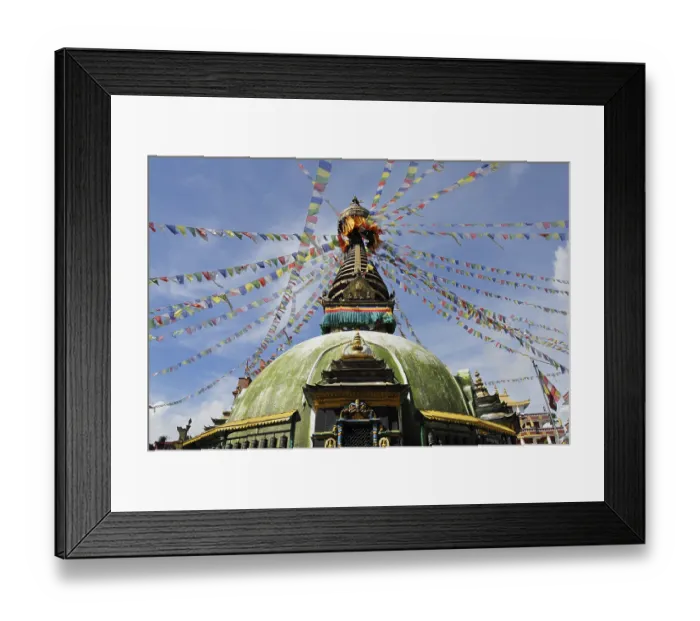 Framed Print : Kathesimbhu Stupa with prayer flags