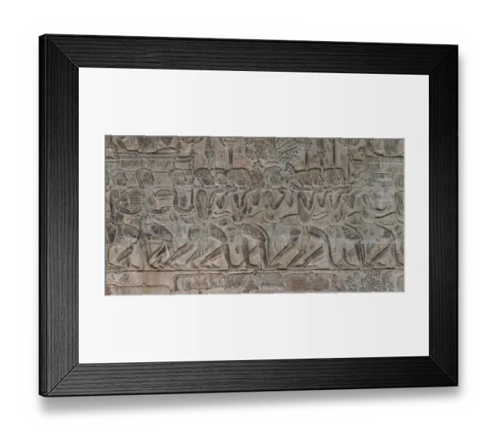 Framed Print : Detailed shots of the reliefs in the Angkor Wat temple