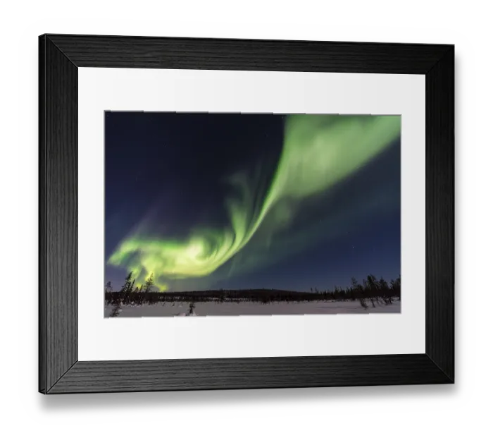 Framed Print : Northern Lights (Aurora borealis) over a moonlit winter landscape Framed Print : Northern Lights (Aurora borealis) over a moonlit winter landscape