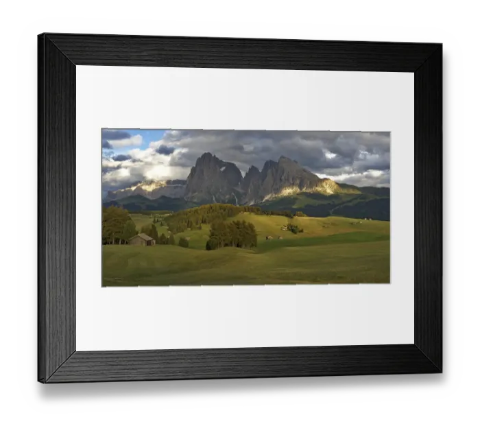Framed Print : On the Alpe di Siusi with a view of the Sassolungo group lings the Sassolungo righths the Sassopiatto Framed Print : On the Alpe di Siusi with a view of the Sassolungo group lings the Sassolungo righths the Sassopiatto