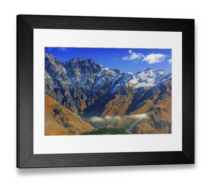 Framed Print : Mountains over Stepantsminda formerly Kazbegi in the Khevi province