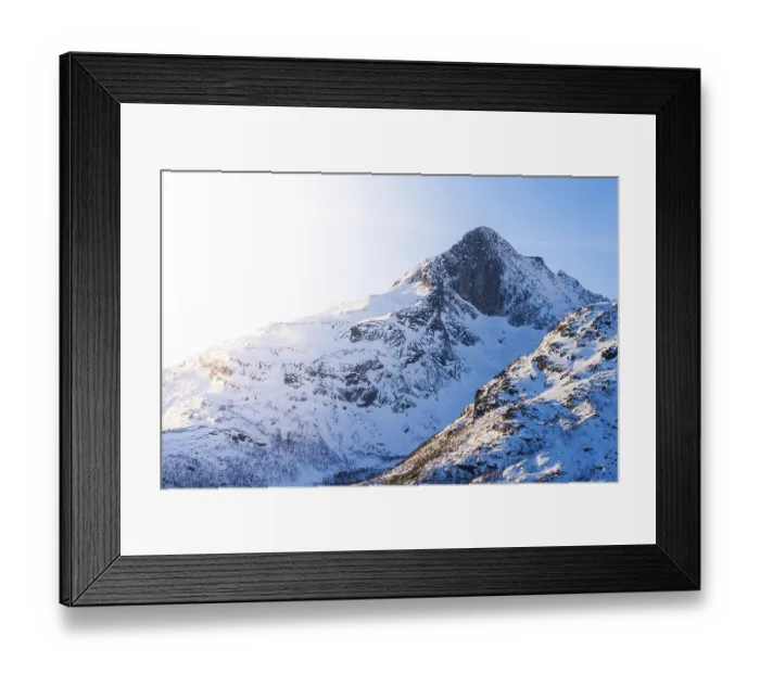 Framed Print : High snow mountains close to Tromso in February