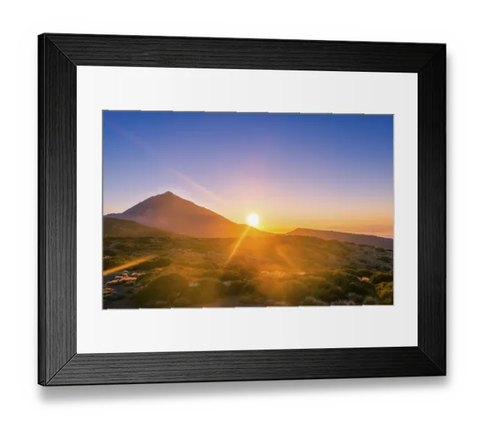 Framed Print : Sunset, Volcano Teide and volcano landscape