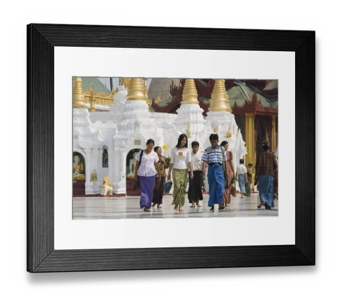 Framed Print : Burmese people in the Shwedagon Pagoda