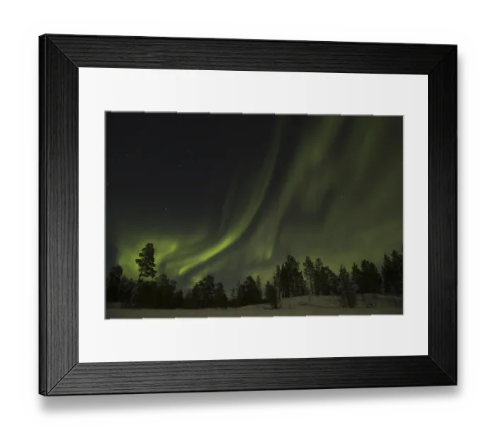 Framed Print : Northern Lights over forest, Aurora borealis