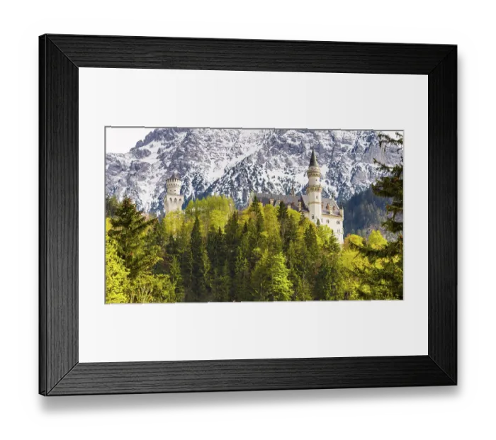 Framed Print : Neuschwanstein Castle, snowy mountains