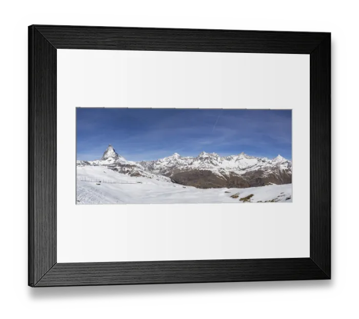 Framed Print : Panoramic view of the Swiss Alps with the famous Matterhorn Framed Print : Panoramic view of the Swiss Alps with the famous Matterhorn
