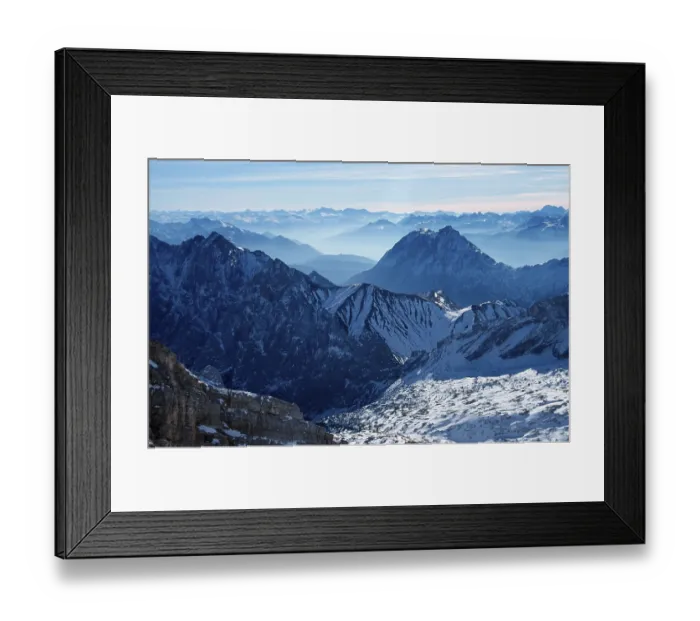 Framed Print : View from the Zugspitze in the Alps Framed Print : View from the Zugspitze in the Alps