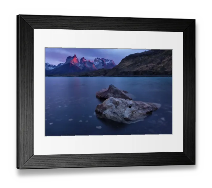 Framed Print : Sunrise over the Cuernos del Paine and Lago Pehoe Framed Print : Sunrise over the Cuernos del Paine and Lago Pehoe
