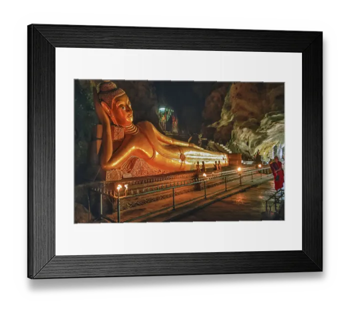 Framed Print : Reclining Buddha figure in the Monkey Cave Framed Print : Reclining Buddha figure in the Monkey Cave