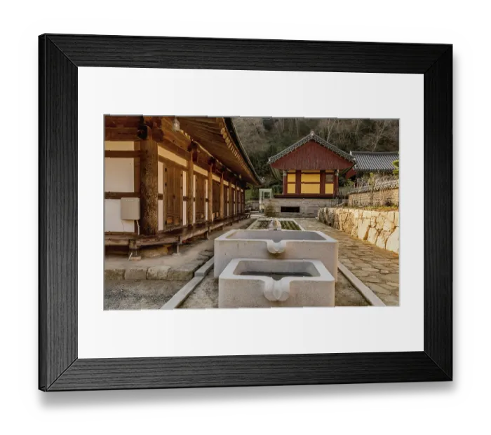 Framed Print : Concrete water cistern with turtle fountain at Buddhist temple