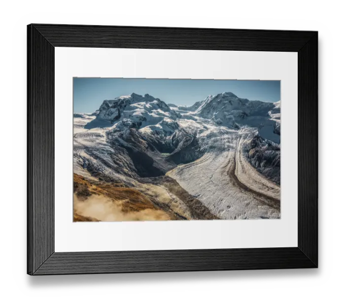 Framed Print : Panoramic view of the Gorner Glacier and Monte Rosa mountain range in Switzerland