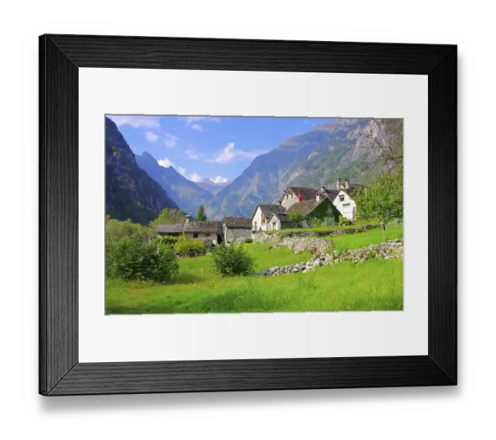 Framed Print : Der Weiler Roseto im Bavonatal