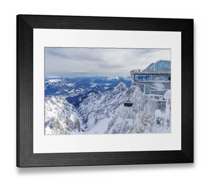 Framed Print : Summit station of the cable car on the Zugspitze in winter