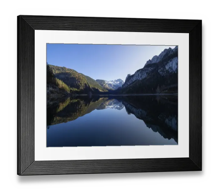 Framed Print : Reflection of the Gosaukamm and Dachstein with glacier in the Gosausee