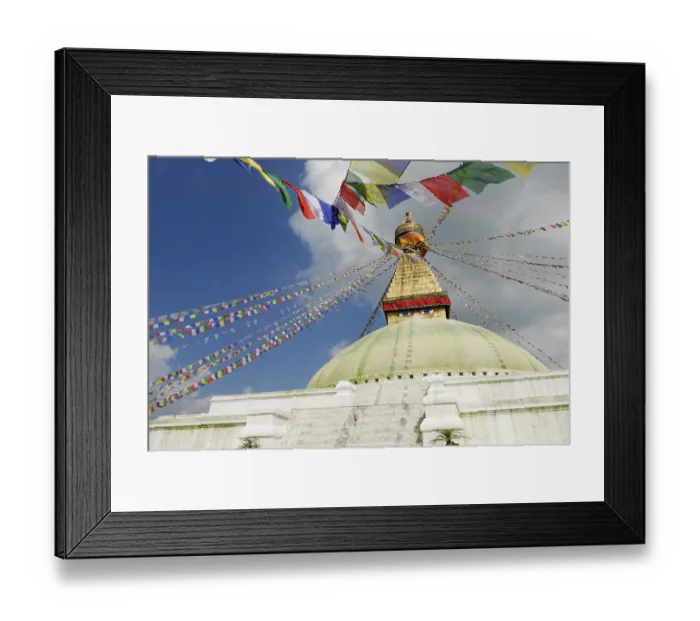 Framed Print : Stupa with prayer flags, eyes of Buddha Framed Print : Stupa with prayer flags, eyes of Buddha