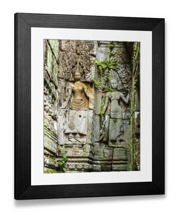 Framed Print : Ancient Stone Carving of Apsara at at Ankor Thom in Siem Reap