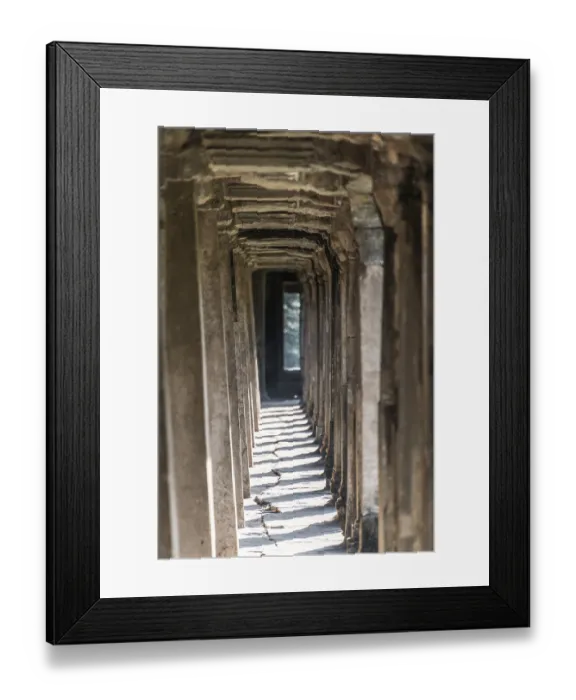 Framed Print : Corridor in the Angkor Wat temple complex