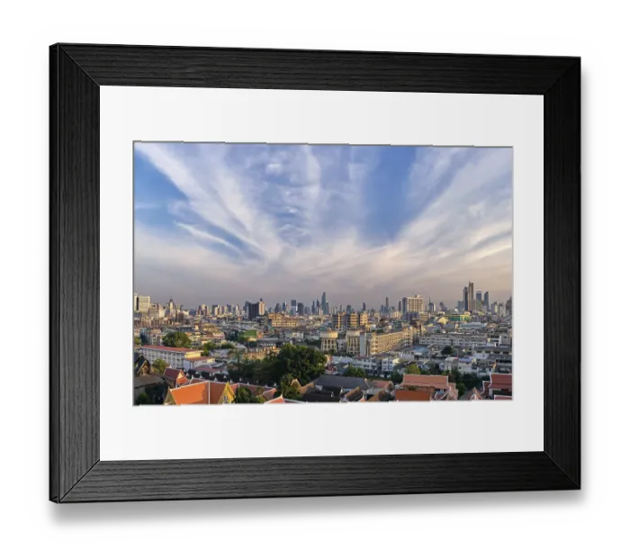 Framed Print : Beautiful cityscape of Bangkok city center in evening