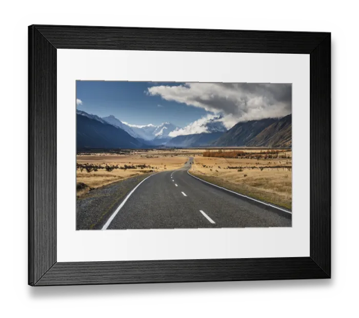 Framed Print : Road to Mount Cook, Aoraki, Mount Cook National Park