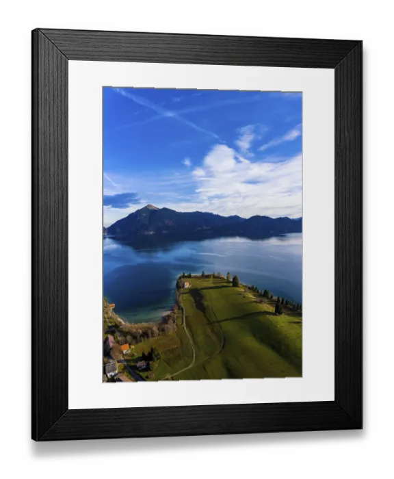 Framed Print : Drone shot, Kochel am See, Walchensee