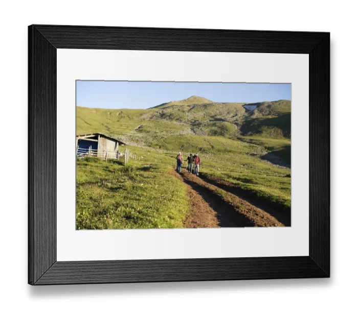 Framed Print : Friends taking an excursion on a mountain Framed Print : Friends taking an excursion on a mountain