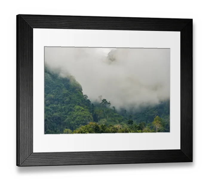 Framed Print : Karst mountains shrouded in clouds